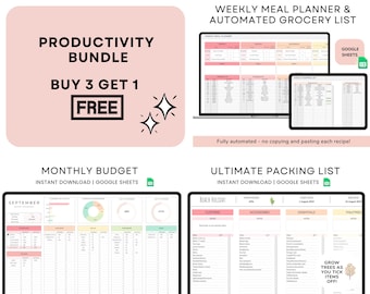 Productivity Google Sheets Bundle – Meal Planner, Budget Tracker & To-Do List