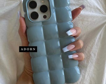 BLUE BUBBLE Phone Case (ADORN Phone Accessories - Canadian Brand) iPhone 16 15 14 13 12 Grey Apple iPhone