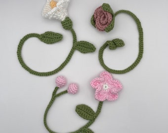 Marque-page floral au crochet, seul ou lot de 3, signet rose au crochet, signet fleur au crochet, signet calla lily au crochet, signet, fleur