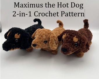 Virkat Amigurumi-taxmönster: Maximus varmkorven plysch (digital nedladdning)