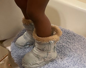 Denim boots