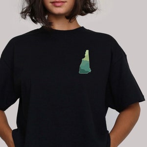 New Hampshire Pocket TShirt design, Unisex 603 shirt, Granite State Tee, NH Abstract Mountain Logo, New England Travel Apparel Men & Women