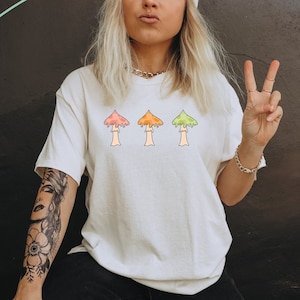Trio of Magic Mushrooms Shirt, Unisex Melting Mushroom shirt, Psychedelic tee, hippie t shirt, trippy tshirt, Fungi Illustration Clothing