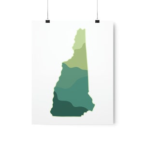 Minimalist New Hampshire State Matte Poster, Simple NH Wall Art, New Hampshire Travel Poster, Granite State Decor, New England State Print