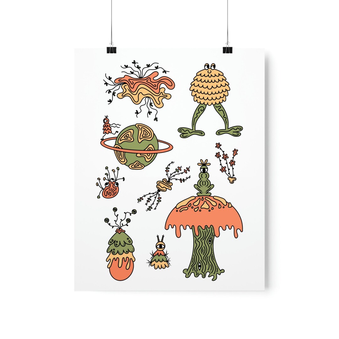 Artsy Doodle Art Poster, Creative Matte Wall Art Print, Unique Creative