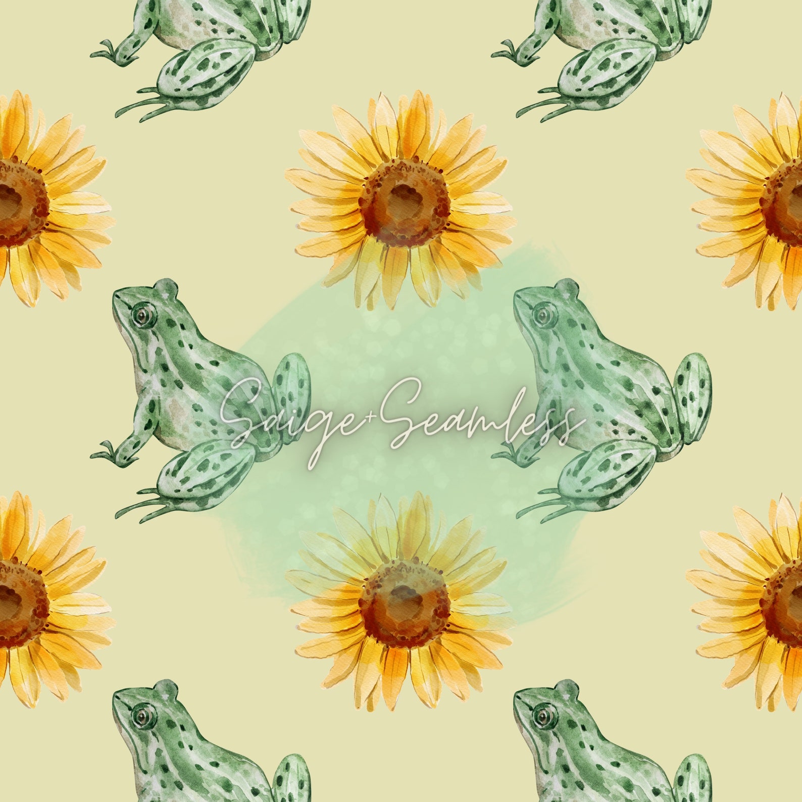 Frogs and Sunflowers Seamless Design File - Frog - Sunflower ...