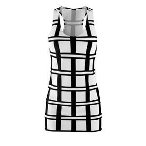 M13 - Abito Basket Case - Elegante abito geometrico con schiena incrociata per donna