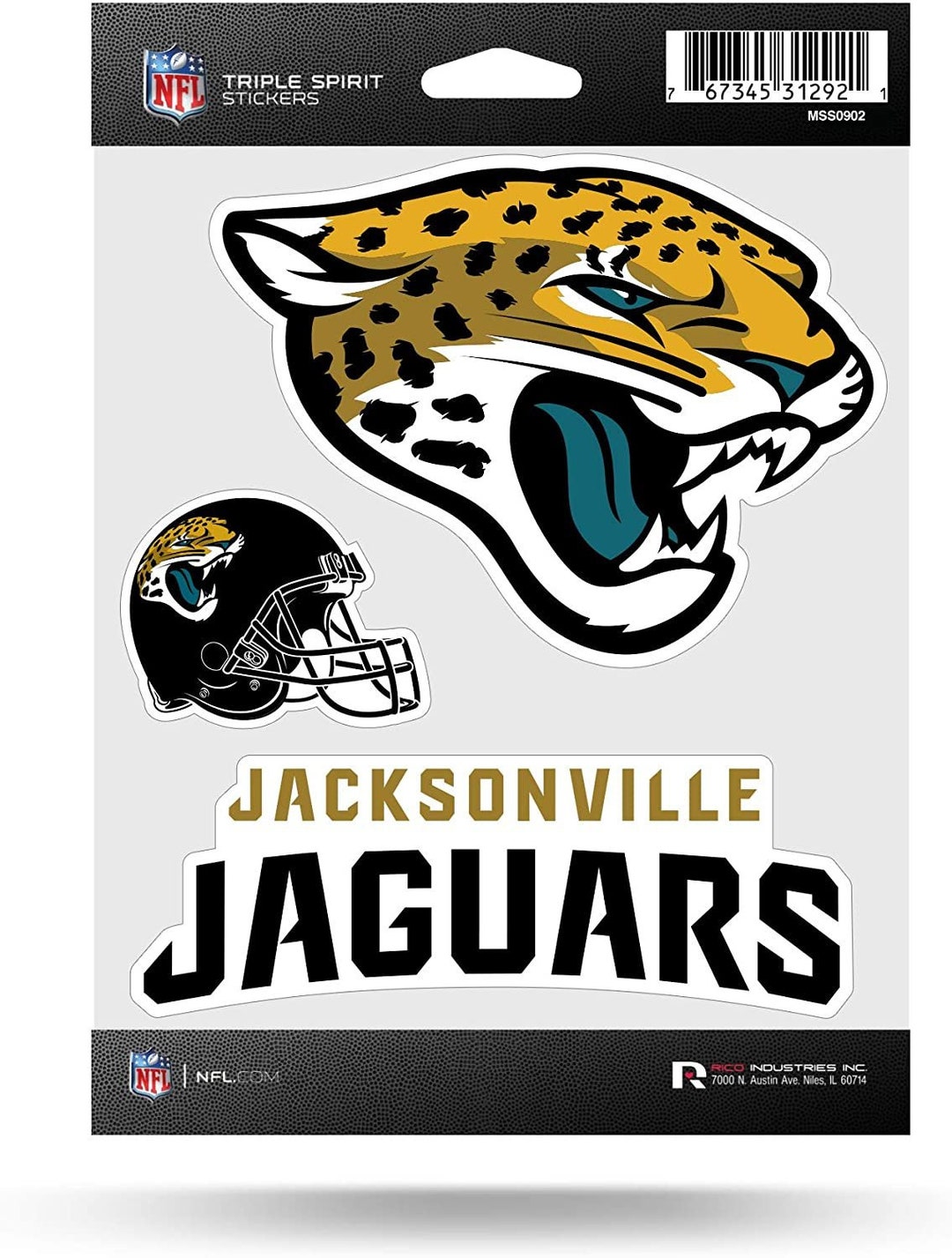 Jacksonville Jaguars Triple Sticker Decal Sheet 3piece Die Etsy