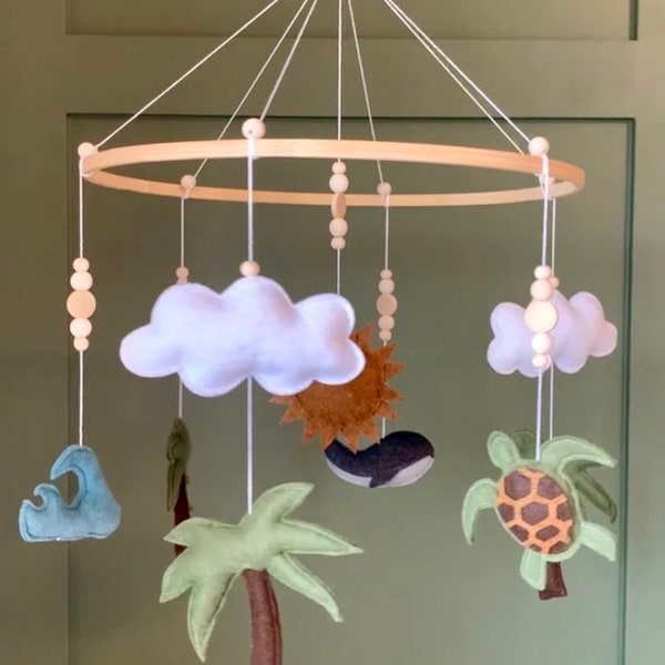 Tropical Island Baby Mobile | Beachy Nursery Decor | Ocean Baby Mobile | Gender Neutral Baby Shower Gift