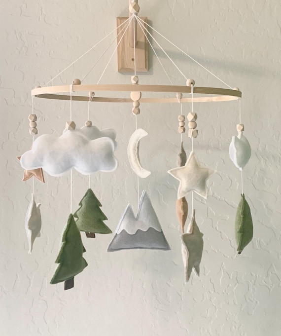 Forest Mountain Woodsy Baby Mobile, Outdoorsy Baby Mobile, Mountain Baby Mobile, Wilderness Nursery, Star Baby Mobile, Tree Baby Mobile