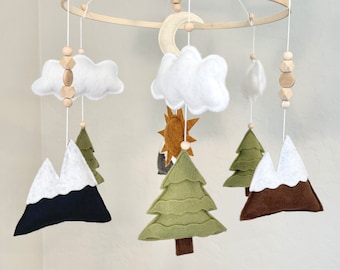 Mountain Baby Mobile, Forest Baby Mobile, Outdoorsy Baby Mobile, Woodsy Baby Mobile Nursery Decor, Wilderness Nursery, Camping Baby Mobile