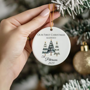 Personalized Christmas Ornament, Custom Family Decorations, First Christmas Decor, Holiday Keepsake, Unique Gift for Couples, Matte Finish