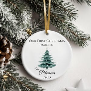 Personalized Christmas Ornament, Custom Family Decorations, First Christmas Decor, Holiday Keepsake, Unique Gift for Couples, Matte Finish