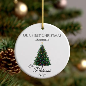 Personalized Christmas Ornament, Custom Family Decorations, First Christmas Decor, Holiday Keepsake, Unique Gift for Couples, Matte Finish