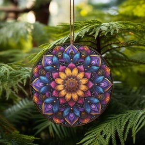 Vibrant Ceramic Ornament, Ultra-Colorful Flower Art, Holiday Decoration, Home Decor Gift, Unique Gift Idea, Bohemian Style