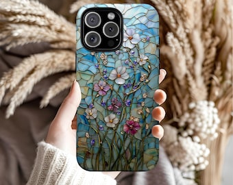 Floral Tough Phone Case, Artistic Elegant Protective Cover