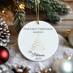 Personalized Christmas Ornament, Custom Family Decorations, First Christmas Decor, Holiday Keepsake, Unique Gift for Couples, Matte Finish