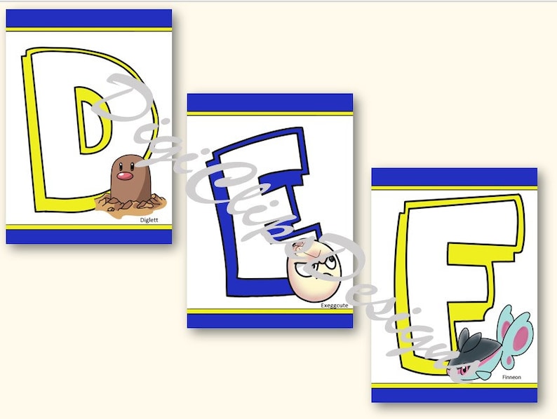 Printable Pokemon Alphabet With Characters A4 Digital Download PDF Etsy