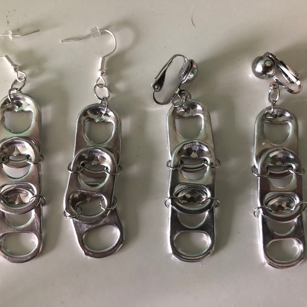 3-Tier Silver Pop Tab Earrings