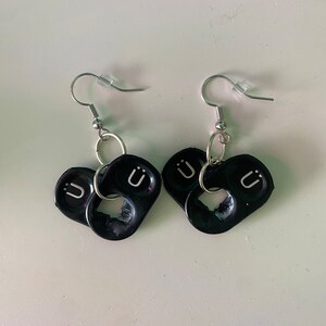 Black Heart Pop Tab Earrings