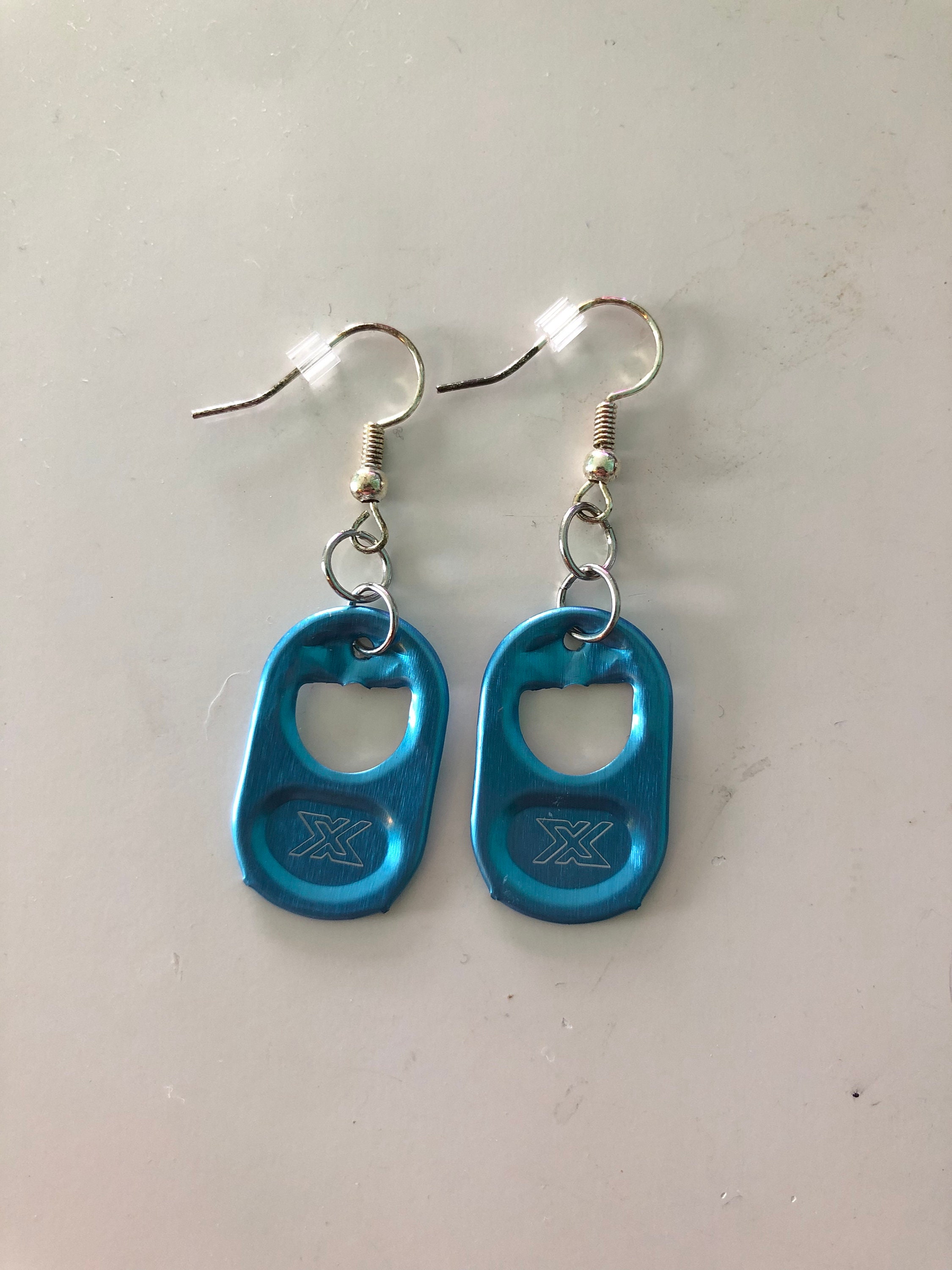 Light Blue 'X' Pop Tab Earrings - Etsy