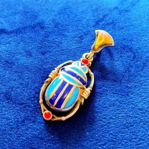 Jewelled Scarab Pendant Silver 925 Egyptian