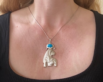 Goddess Sekhmet Pendant Egyptian Solid 925 Silver