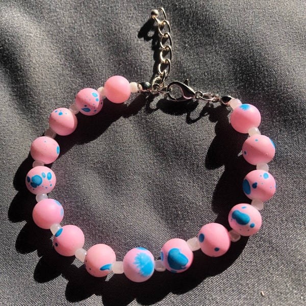 Glass Bead Bracelet Bubblegum Pink