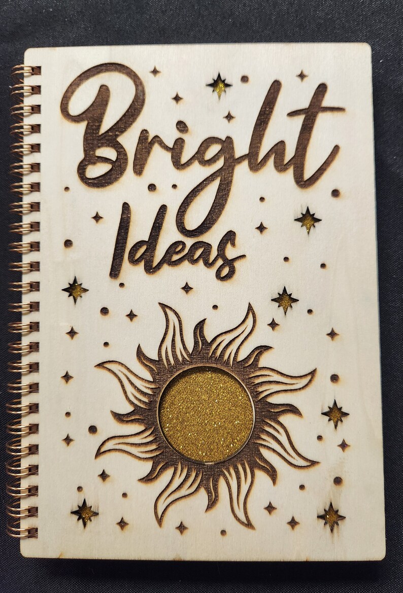Bright Ideas Sun and Stars Laser Cut and Engraved Notebook, Wood ...