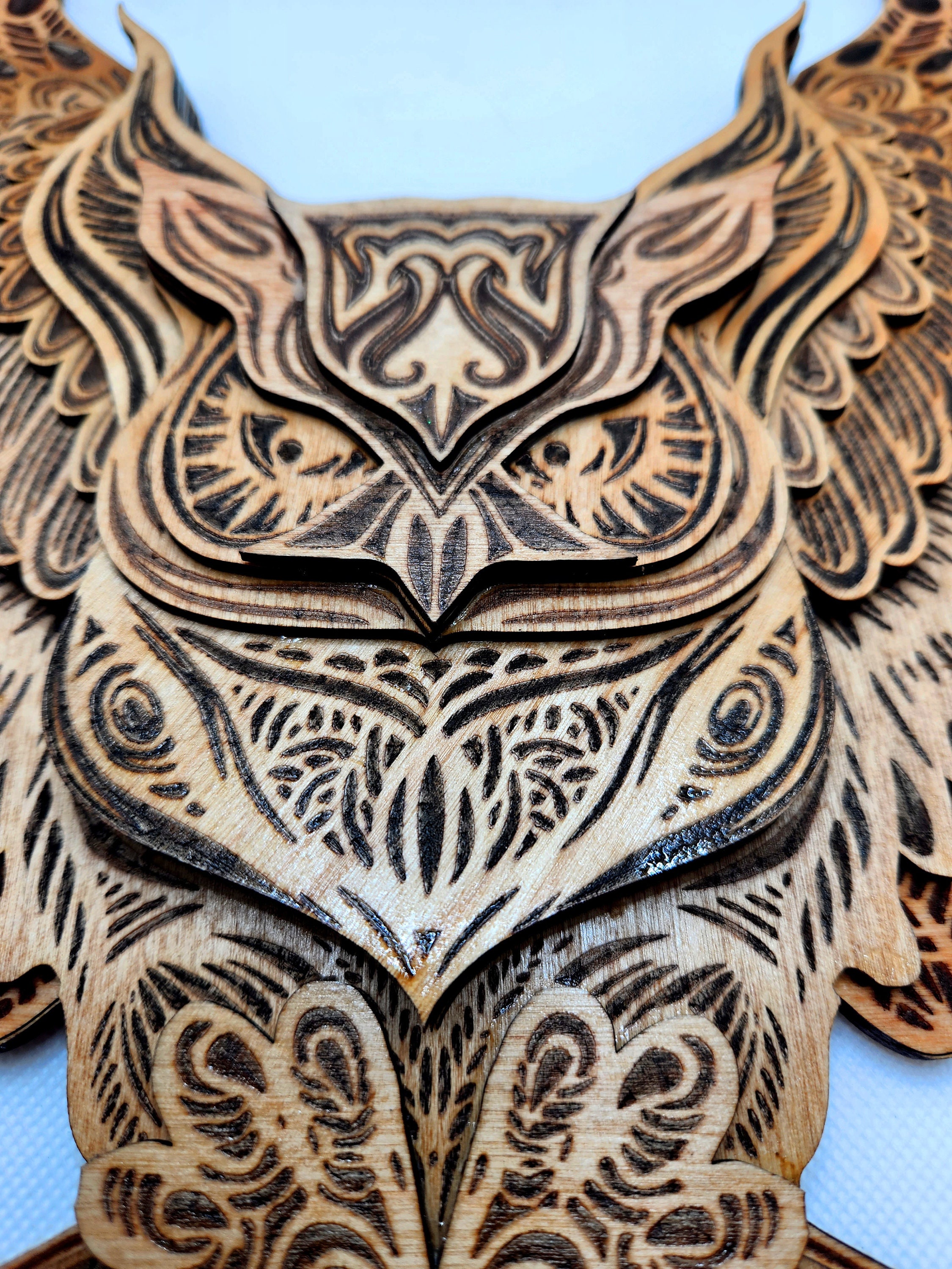 Mandala Owl Wall Art, Flying Owl, Owl Wood Art, Laser Engraved Owl, 3d