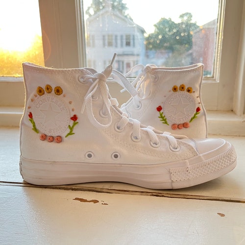 Order Custom flower embroidered converse