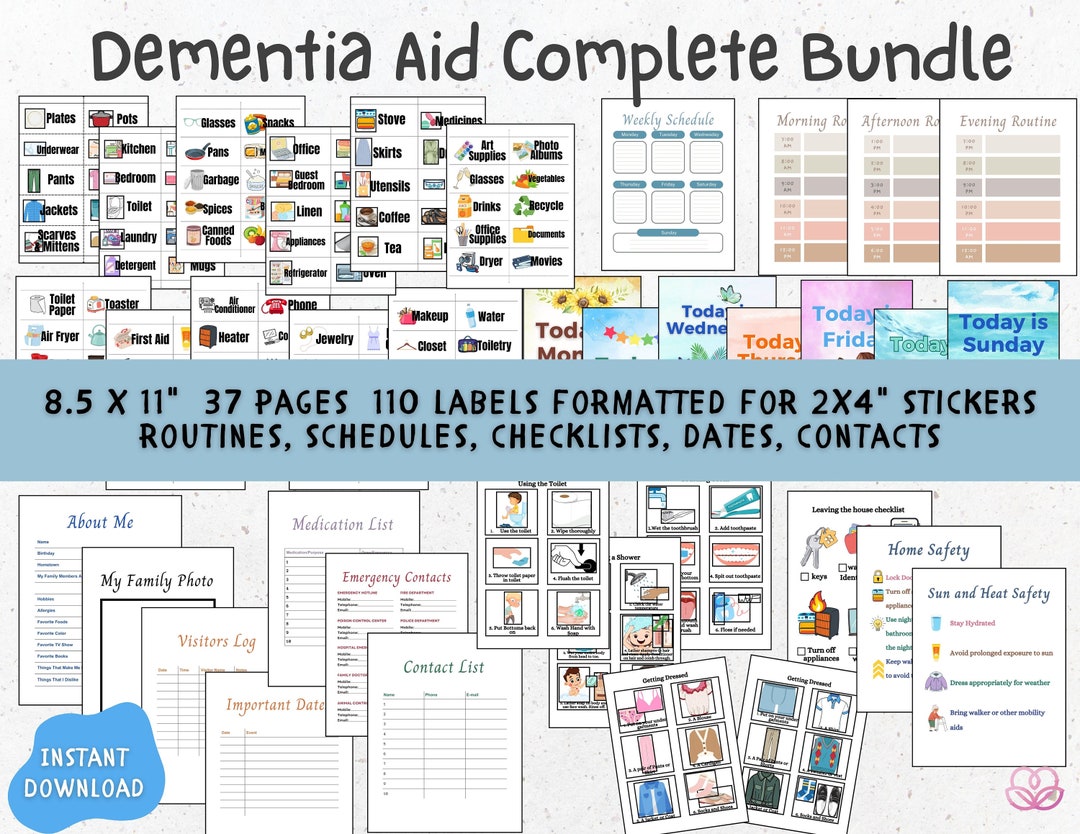 Dementia Aid Complete Bundle, Dementia Care Printables, Care Package, Alzheimers, Memory Loss ...