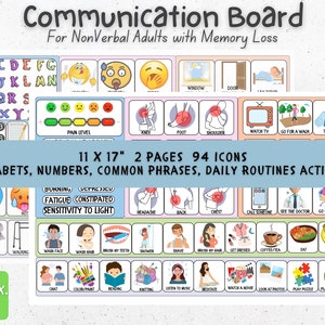 Fotocommunicatiebord voor non-verbale volwassenen, communicatiekaart dementie, afdrukbaar