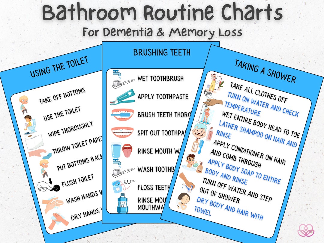 Dementia Bathroom Routine Charts: Alzheimers Care Cards (printable) - Etsy