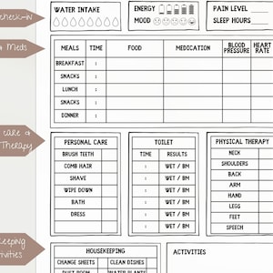Caregiver Daily Task List, Caregiver Daily Log, Printable Caregiver Organizer Planner, Caregiver Templates, Caregiver Checklist, Caregiver Schedule Form