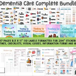 Dementia Aid Complete Bundle, Dementia Care Printables, Care Package, Alzheimers, Memory Loss Aids, Labels for Kitchen, Drawer Labels