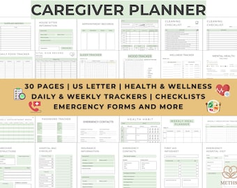 Caregiver Planner: Daily Log, Checklist, and Tracker (Digital Download)