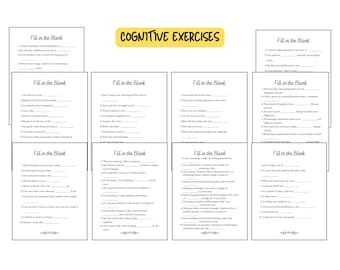 Fill in the Blank Cognitive Exercise for Seniors: Dementia & Stroke Recovery (Digital Download)