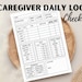 Caregiver Daily Log Checklist: Printable Task Template (digital ...