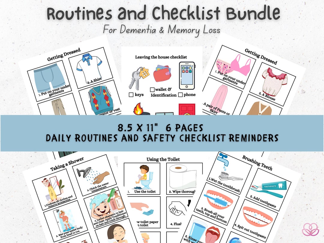 Dementia Aid Bundle, Daily Routine Instructions, Visual Aid, Safety Checklist, Memory Loss Signs