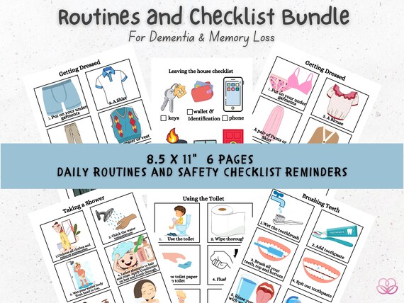 Dementia Aid Bundle, Daily Routine Instructions, Visual Aid, Safety  Checklist, Memory Loss Signs, Alzheimers Care, Printable Posters 