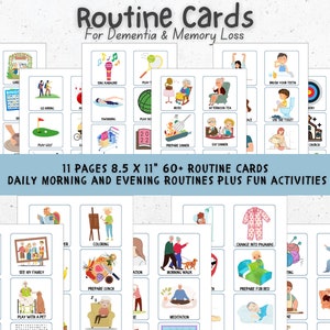 Cartes de routine, tableau des routines de l'agenda quotidien pour la démence, la perte de mémoire, la récupération d'un AVC, la maladie d'Alzheimer