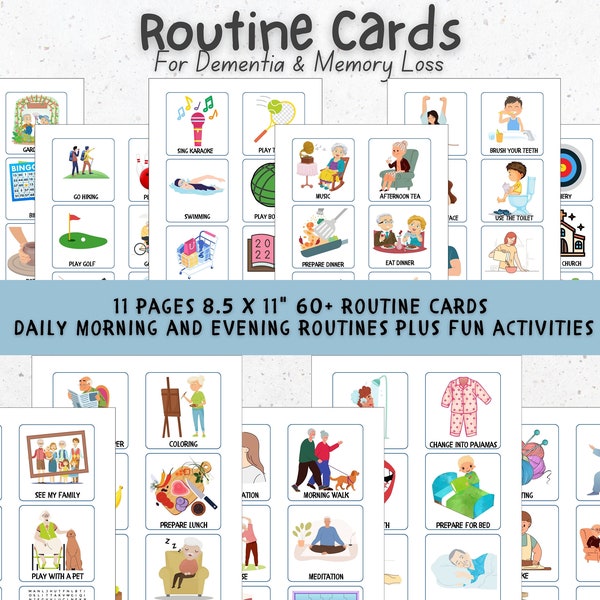 Routine Cards, Daily Planner Routine Chart Board for Dementia, Memory Loss, Stroke Recovery, Alzheimer's