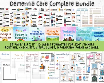 Dementia Care Bundle: Visual Aids, Checklists, Labels (Digital Download)