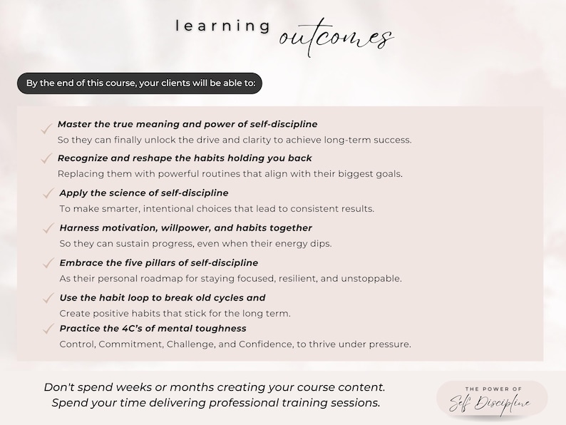 Self-Discipline Course Template: Editable Training Materials (Canva, 800+ Pages) (Digital Download image 3