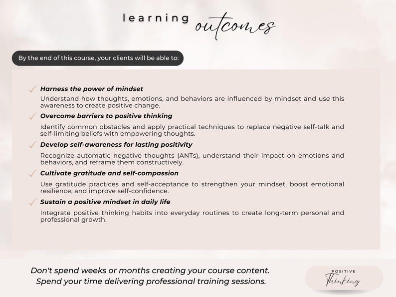 Positive Thinking Course Template: Editable Online Training Materials image 3