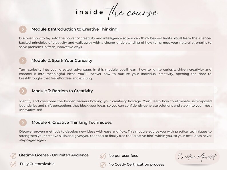 Creative Mindset Course Template: Editable Online Training Materials (Canva) image 2