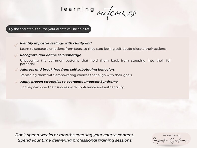 Imposter Syndrome Course Template: Editable Online Training Materials image 3