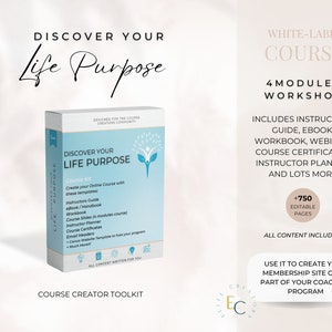 以下が含まれることがあります： 「Discover Your Life Purpose」というタイトルのホワイトラベルコース作成ツールキット。4つのモジュールと750ページ以上の編集可能なページが含まれています。このツールキットには、インストラクターガイド、電子書籍、ワークブック、ウェビナー、コース証明書、インストラクタープランナーなどが含まれています。すべてのコンテンツはあなたのために書かれています。