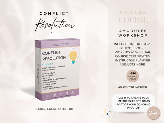 Conflict Resolution Course | Editable Course | Done For You Course | Online Course Templates Kit | Editable Training Materials | Workshop
